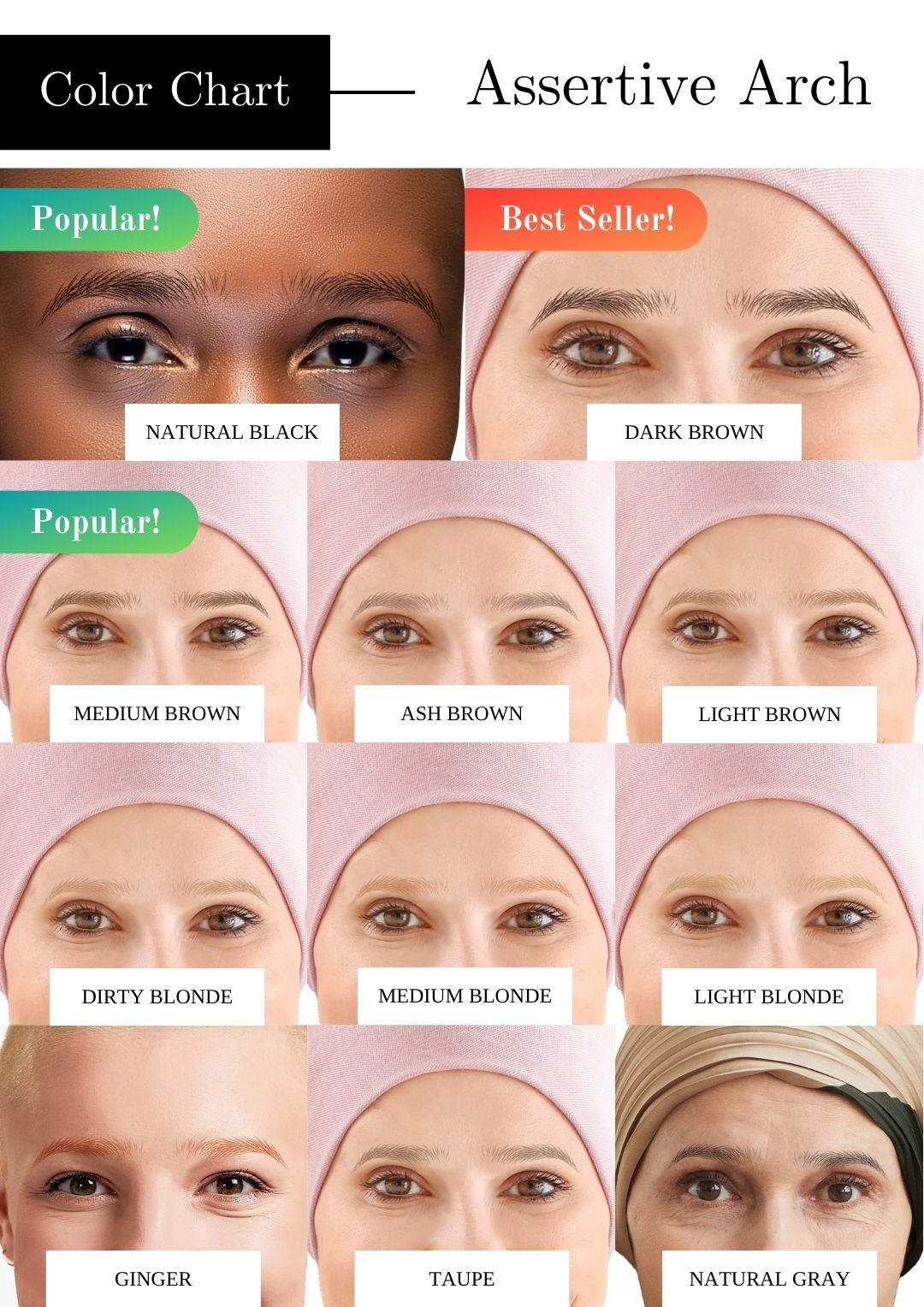 My Two Brows Color Chart - Assertive Arch Women